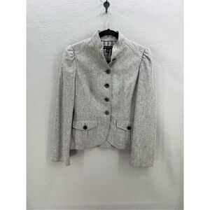 Banana Republic Womens Gray Wool Blend Tweed Military Jacket Blazer Size 4